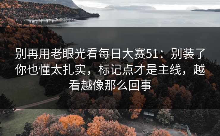 别再用老眼光看每日大赛51：别装了你也懂太扎实，标记点才是主线，越看越像那么回事